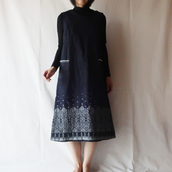 100％棉Kojima牛仔扇貝連衣裙（ML /靛藍） 第8張的照片