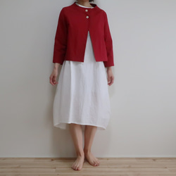 亞麻和棉質瓶頸夾克（免費/紅色） 第2張的照片