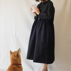 100％棉質純色連衣裙（免費/黑色） 第8張的照片