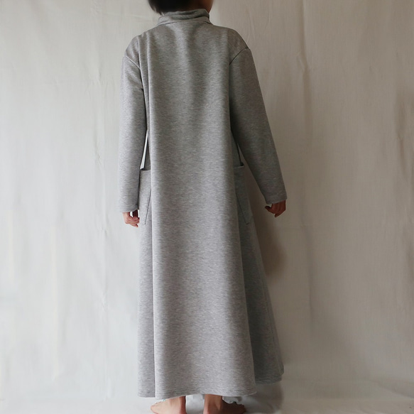 100％棉質針織長連衣裙（免費/灰色） 第9張的照片