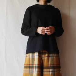 亞麻棉卷彩色套衫女衫（免費/黑色） 第3張的照片