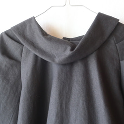 亞麻棉卷彩色套衫女衫（免費/黑色） 第5張的照片