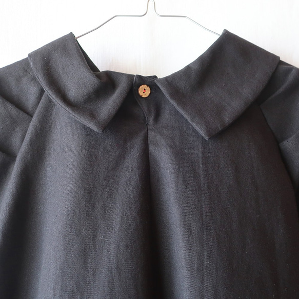亞麻棉卷彩色套衫女衫（免費/黑色） 第6張的照片