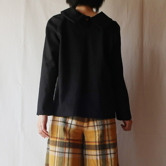亞麻棉卷彩色套衫女衫（免費/黑色） 第9張的照片