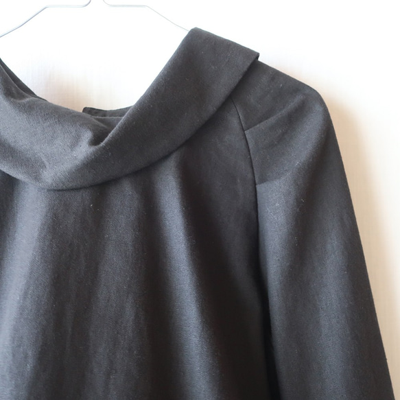 亞麻棉卷彩色套衫女衫（免費/黑色） 第8張的照片