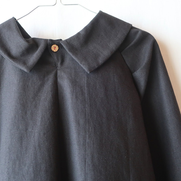 亞麻棉卷彩色套衫女衫（免費/黑色） 第10張的照片