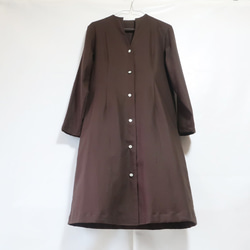 亞麻棉質瓶頸連衣裙（免費/棕色） 第9張的照片