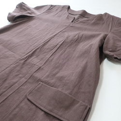 100％棉麻布連衣裙（免費/棕色） 第3張的照片