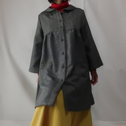 100％聚酯纖維純色連衣裙（免費/人字紋淺灰色） 第4張的照片
