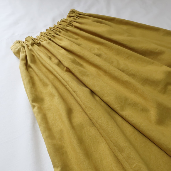 リネン＆コットン ６枚はぎスカート（フリー／黄色） 10枚目の画像