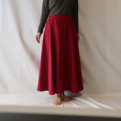 亞麻和棉質六件套條紋半身裙（免費/紅色） 第8張的照片