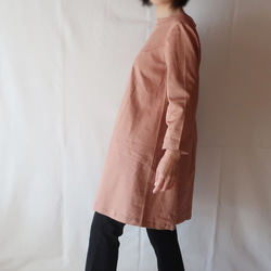 100％棉背針褶皺連衣裙（M尺寸/鮭魚粉） 第3張的照片