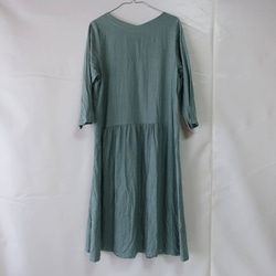 100％棉質褶皺連衣裙（免費/牛仔綠） 第8張的照片