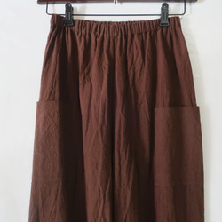 亞麻棉直筒褲（自由/深棕色） 第7張的照片