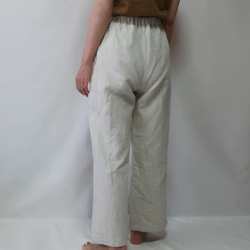 亞麻棉質直筒褲（免費/白色） 第9張的照片