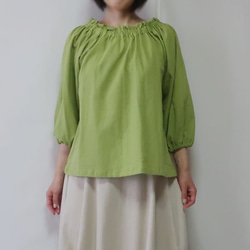 亞麻棉罩衫（自由/黃綠色） 第1張的照片