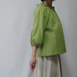 亞麻棉罩衫（自由/黃綠色） 第4張的照片