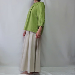 亞麻棉罩衫（自由/黃綠色） 第5張的照片