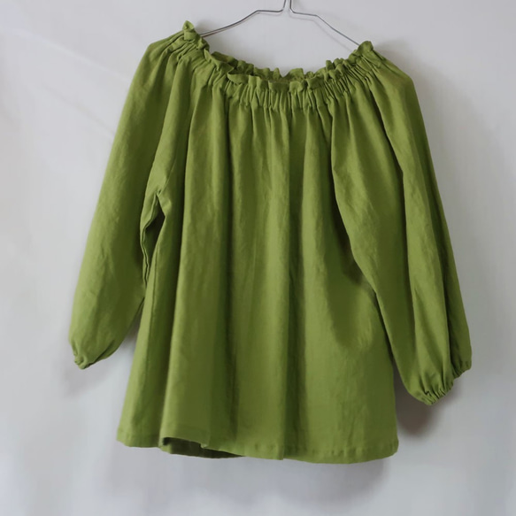 亞麻棉罩衫（自由/黃綠色） 第8張的照片