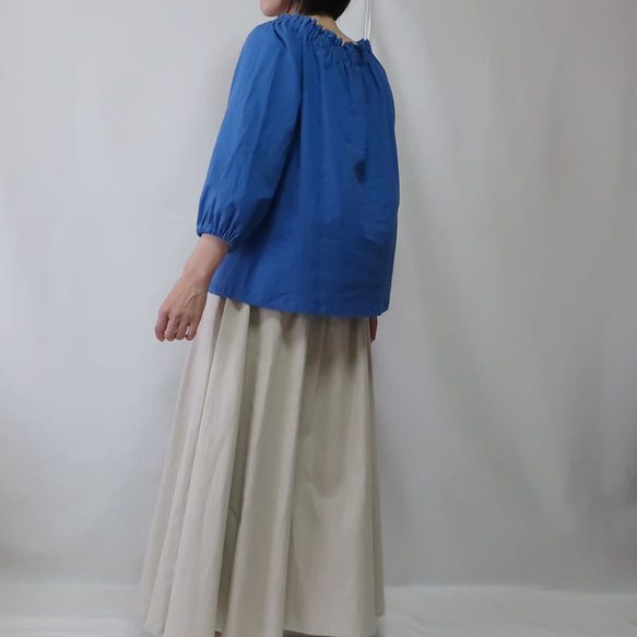 亞麻棉罩衫（自由/藍色） 第4張的照片