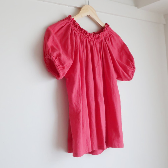 清涼夏日上衣❣棉麻短袖罩衫（自由/粉色） 第6張的照片