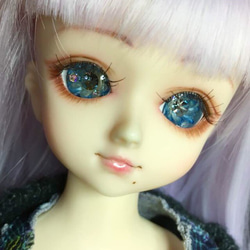 レジンアイ18mm 水中花アイ 新作 BLUE FLOWER UVカット加工 保証付き 球体関節人形 SD ドールアイ 3枚目の画像