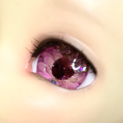 レジンアイ15mm 水中花アイ PURPLE FLOWER UVカット加工 保証付き ドールアイ 球体関節人形 幼SD 3枚目の画像