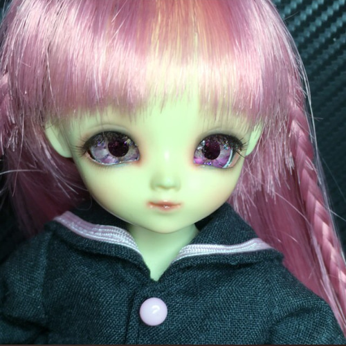 レジンアイ15mm 水中花アイ PURPLE FLOWER UVカット加工 保証付き