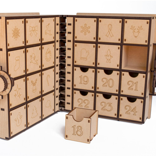 クリスマス期間限定》木製ブック型クリスマスアドベントカレンダー