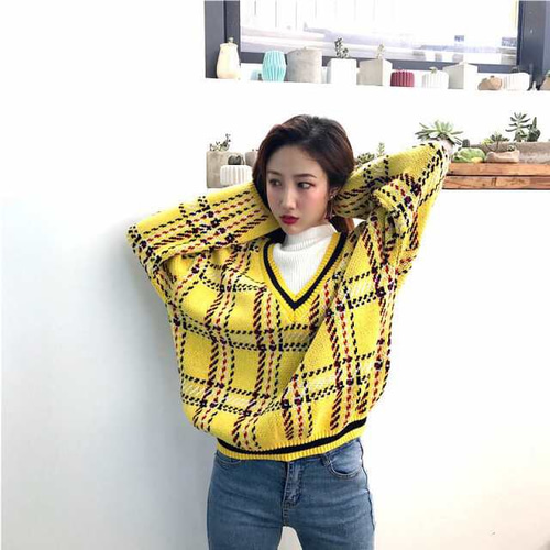 ニットセーター レディース チェック柄 トップス 大人可愛い セーター