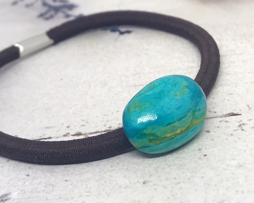 AAA ヘアゴム 691. 天然石 ペルー産 ブルーオパール AAA ヘアゴム ヘアゴム puna