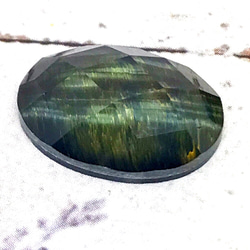 806. 天然石　ブルータイガーアイ×クリスタル　プチサイズ   ヘアゴム 6枚目の画像