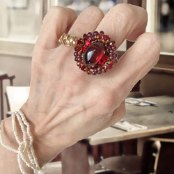 補貨金輝石榴石戒指（戒指）古董捲戒指寶石品質母親節生日週年紀念禮物 第4張的照片