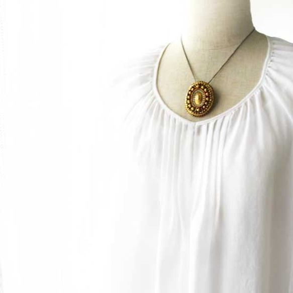 金色復古珠子刺繡胸針 珠子胸針古董母親節禮物 第7張的照片