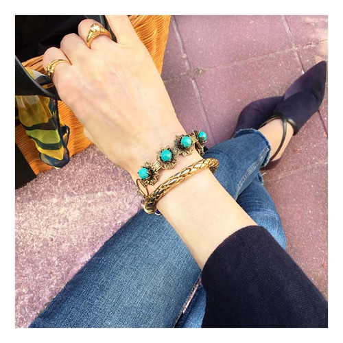 お値下げ】即納 ターコイズ フラワー バングル ブレスレット