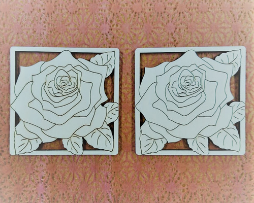 コースター バラ 2枚セット その他キッチン小物 モノづくり工房