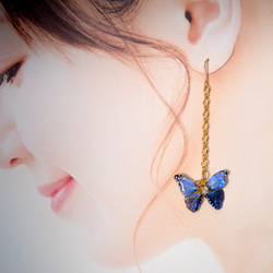 【レジン】高輝度蝶々デザインピアス 4枚目の画像