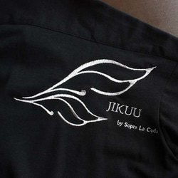 ＜70%OFF＞【JIKUU BY SLC】刺繍ロゴ/ニット地ボタンダウンシャツ『ダブルフェザー』/ブラック/Sサイズ 3枚目の画像