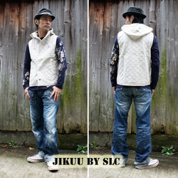 【JIKUU BY SLC】キルティングフード付きベスト/オフホワイト/Ｌサイズ 2枚目の画像