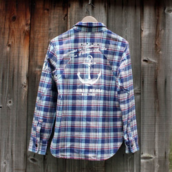 <60％OFF！>  【JIKUU BY SLC】 メンズ/ヘビーフランネルチェックシャツ『アンカー』ブルー/Ｍサイズ 5枚目の画像