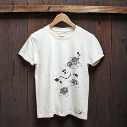 【JIKUU BY SLC】京友禅/手染め/コットン/レディース半袖Tシャツ『花』 4枚目の画像