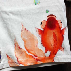 【JIKUU BY SLC】京友禅/手描き/キッズ/コットン半袖Tシャツ『泡ぶく金魚』 6枚目の画像