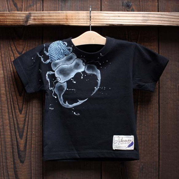 【JIKUU BY SLC】京友禅/手描き/キッズ/コットン半袖Tシャツ『クワガタ』 3枚目の画像