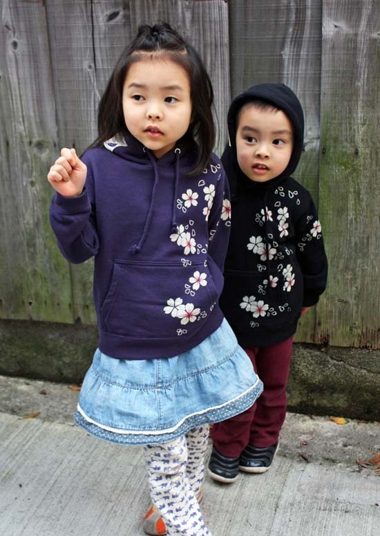 【JIKUU BY SLC】京友禅/手染め/抜染/コットン/キッズ/プルパーカー『桜』