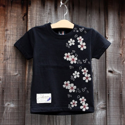 【JIKUU BY SLC】京友禅/手染め/コットン半袖キッズTシャツ『桜』 5枚目の画像