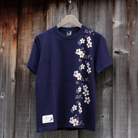 【JIKUU BY SLC】京友禅/手染め/コットン半袖Tシャツ『桜』 4枚目の画像