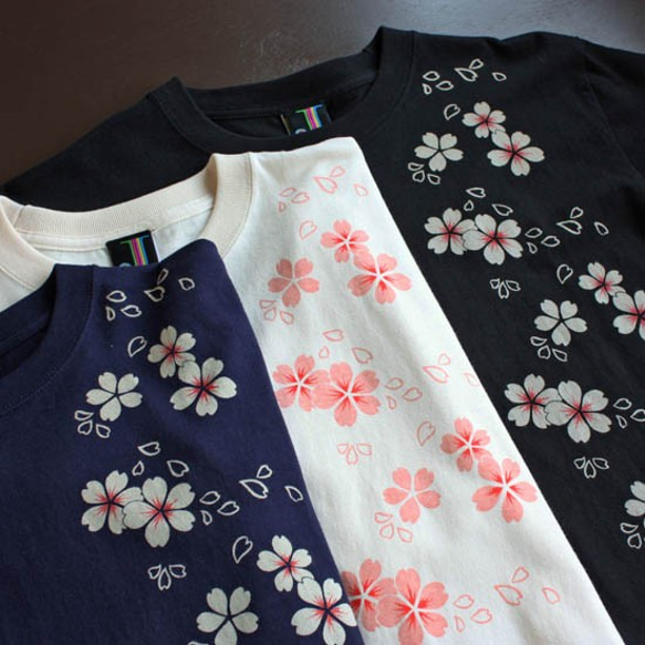 【JIKUU BY SLC】京友禅/手染め/コットン半袖Tシャツ『桜』 6枚目の画像