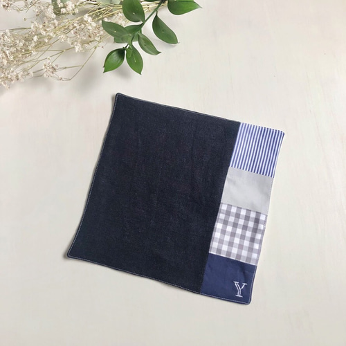 男性へのプレゼントにおすすめ】パッチワークのリネン&ガーゼハンカチ