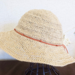Ｎさま オーダー品 麻帽子 オレンジリボン H483 6×10 1枚目の画像