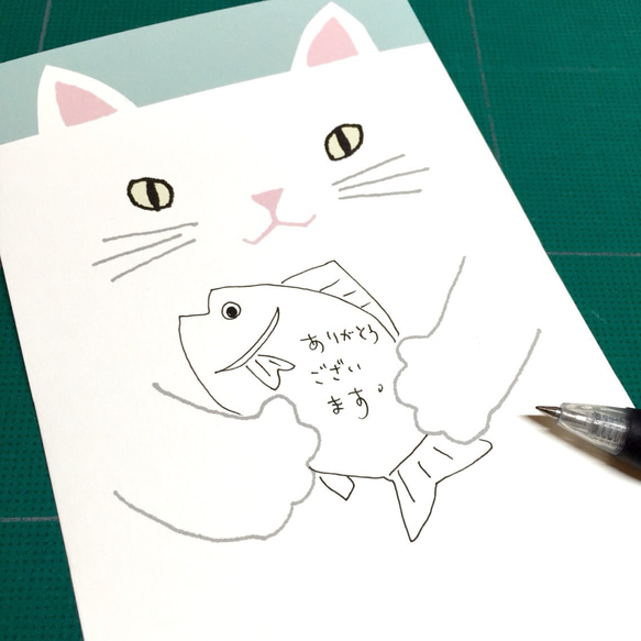 四角い猫の絵ハガキ【ゴマとラムネ】 3枚目の画像